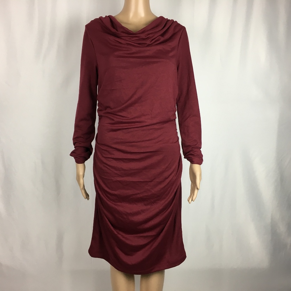 Renee C. Long Sleeve BodyCon Maroon Dress Large